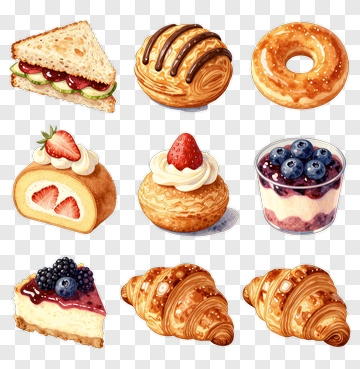 Assorted Desserts And Pastries PNG