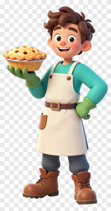 Cartoon Baker Holding A Pie PNG