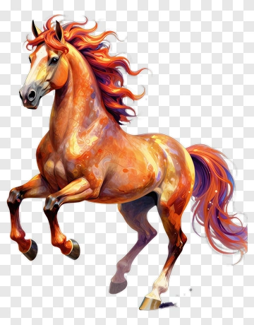 Colorful Horse With Flowing Mane PNG