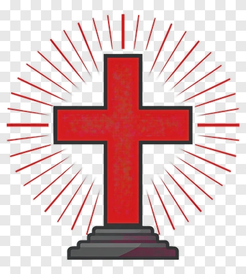 Red Cross With Radiating Light PNG