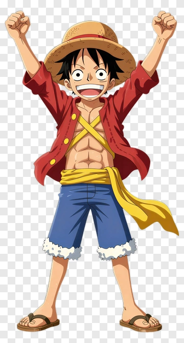Excited Cartoon Boy With Straw Hat PNG