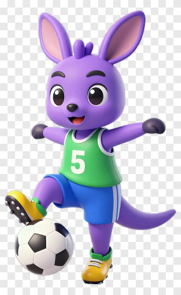 Cartoon Kangaroo Playing Soccer PNG
