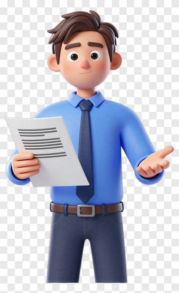3D Businessman Holding A Document PNG
