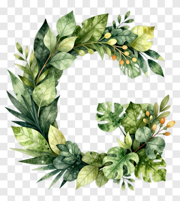 Green Leafy Letter G PNG