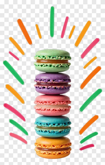Colorful Macaron Stack With Decorative Background PNG
