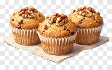 Muffins Topped With Walnuts PNG
