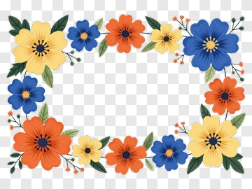 Colorful Floral Frame PNG