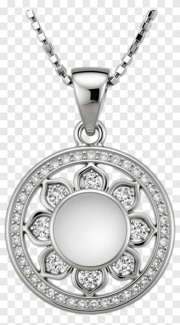 Silver Flower Pendant Necklace PNG