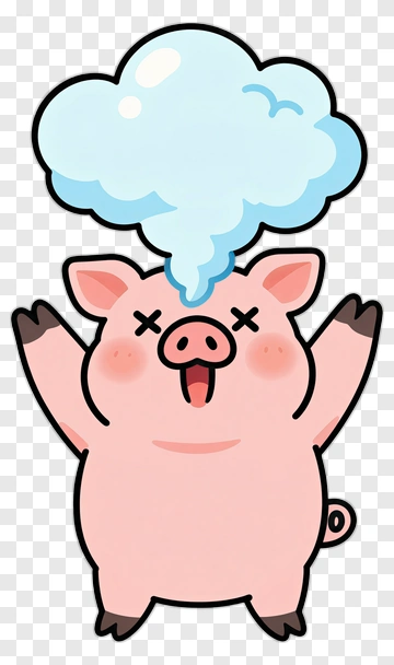 Cartoon Pig With Thought Bubble PNG