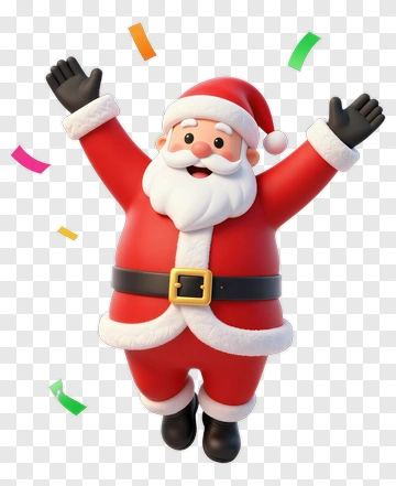 Cartoon Santa Claus Celebrating With Confetti PNG