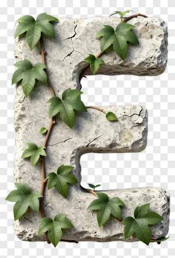 Stone Letter E Covered In Ivy PNG
