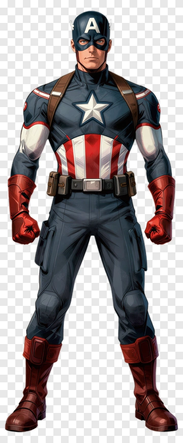 Superhero Captain America In Full Costume PNG