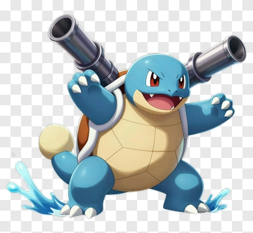 Cartoon Squirtle With Water Cannons PNG