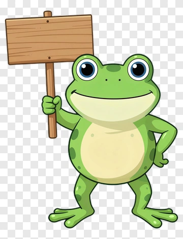 Cartoon Frog Holding A Sign PNG