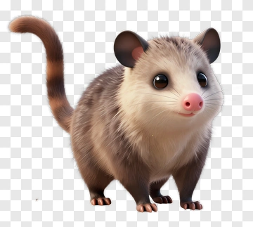 3D Opossum With A Cute Expression PNG
