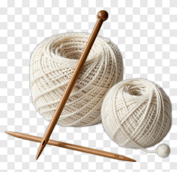 White Yarn Balls And Knitting Needles PNG