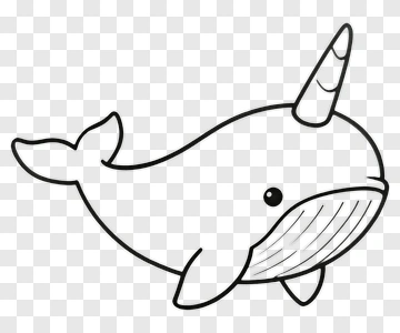 Cartoon Narwhal With A Unicorn Horn PNG