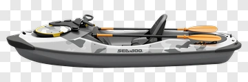 Gray Kayak With Orange Paddles PNG