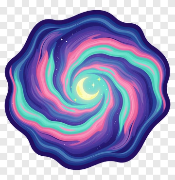 Colorful Galaxy Swirl With Moon PNG