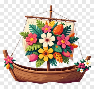 Colorful Flower Boat PNG