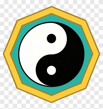 Yin Yang Symbol In Hexagonal Frame PNG
