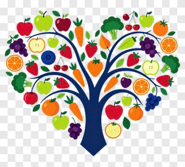 Colorful Fruit And Vegetable Tree PNG