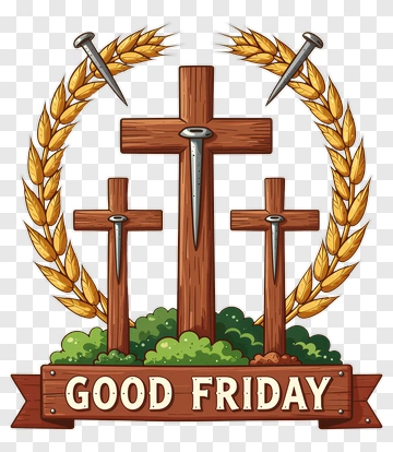 Good Friday Crosses With Nails And Wheat PNG