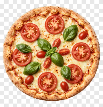 Pizza With Tomatoes And Basil PNG