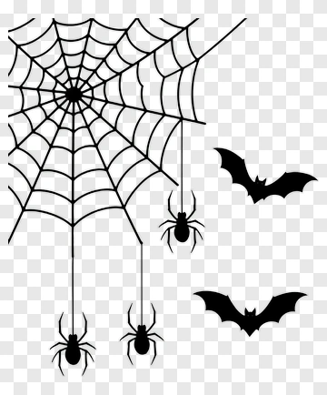 Halloween Spider Web With Bats PNG
