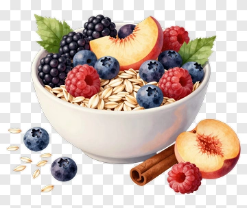 Bowl Of Oatmeal With Fresh Fruits PNG