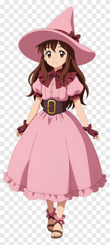 Anime Witch Girl In Pink Dress PNG