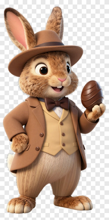 Easter Bunny Holding A Chocolate Egg PNG