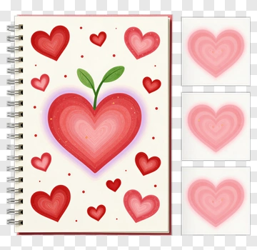 Colorful Heart Illustration On Notebook PNG
