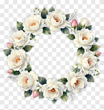 Flower Wreath With White Roses PNG