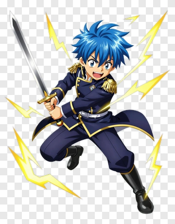 Anime Character Holding A Sword With Lightning Effects PNG