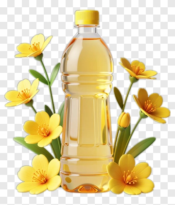 Plastic Bottle Surrounded By Yellow Flowers PNG