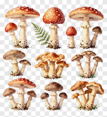 Collection Of Various Mushrooms PNG