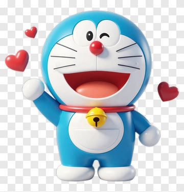 Cartoon Cat Holding Hearts PNG