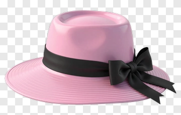 Pink Hat With Black Ribbon PNG