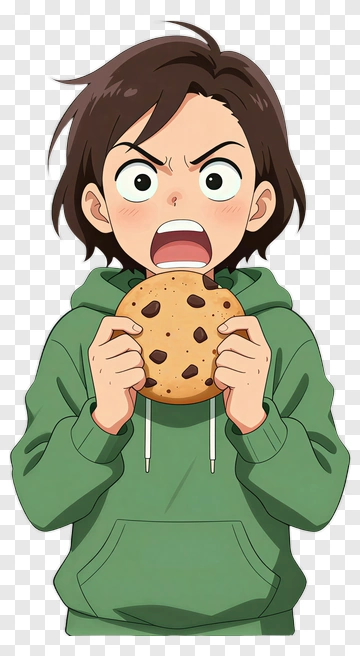Angry Boy Holding A Cookie PNG