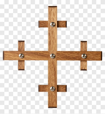 Wooden Cross With Decorative Elements PNG
