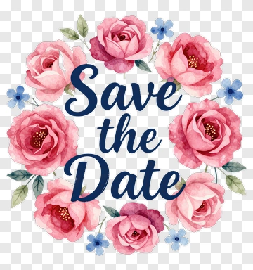 Save The Date Floral Design PNG