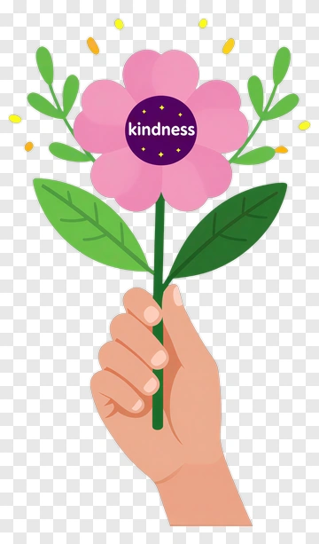 Hand Holding A Flower With Kindness Text PNG