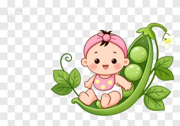 Cartoon Baby Sitting On A Peapod PNG
