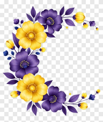 Colorful Floral Frame PNG