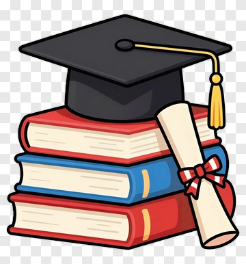 Graduation Cap On Stack Of Books With Diploma PNG