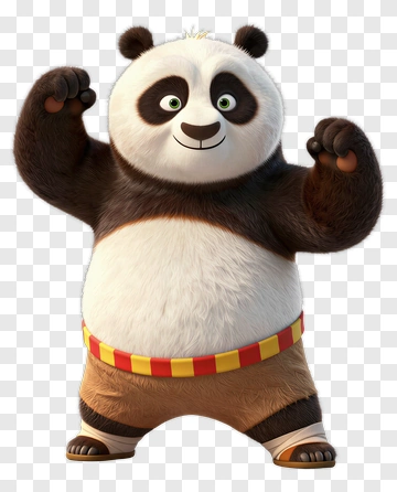 Cartoon Panda Performing A Martial Arts Pose PNG
