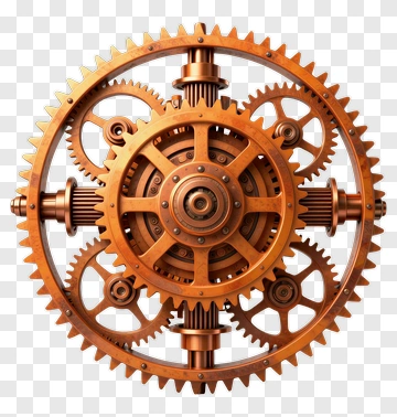 Copper Gear Mechanism PNG
