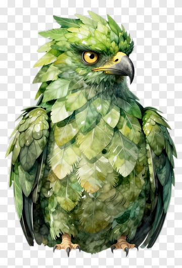Colorful Leafy Bird PNG