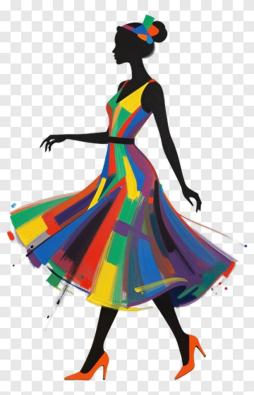 Colorful Silhouette Of A Woman In A Dress PNG